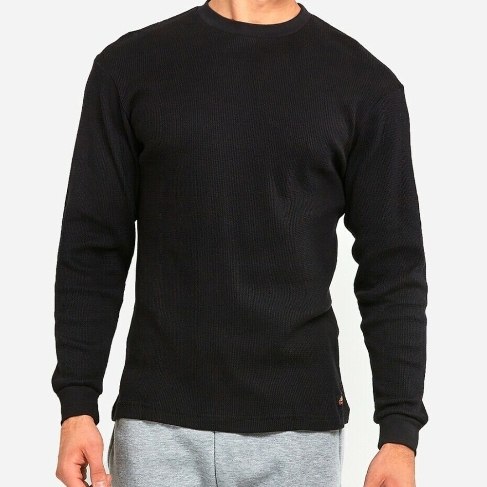 Men'S Waffle Knit Thermal Shirt 2Xl Black